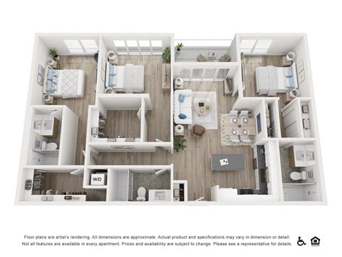 Floor plan for 3 beds, 3 baths, 1535 sqft